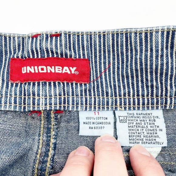 Vintage Y2K 2000s Unionbay Split-Front Denim Cotton Maxi Skirt Junior's Size 11 - Picture 7 of 11